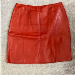 Danier Vibrant Red Leather Pencil Skirt